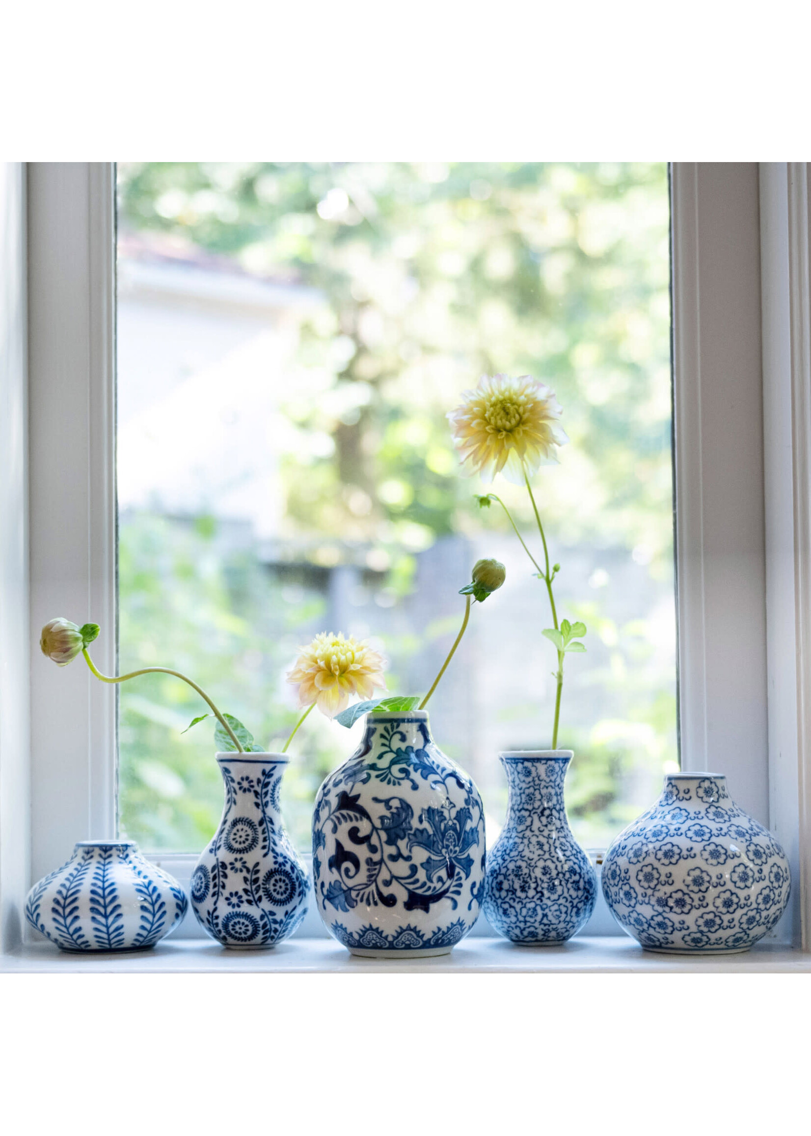 Hand-Stamped Stoneware Vases, Set of 3