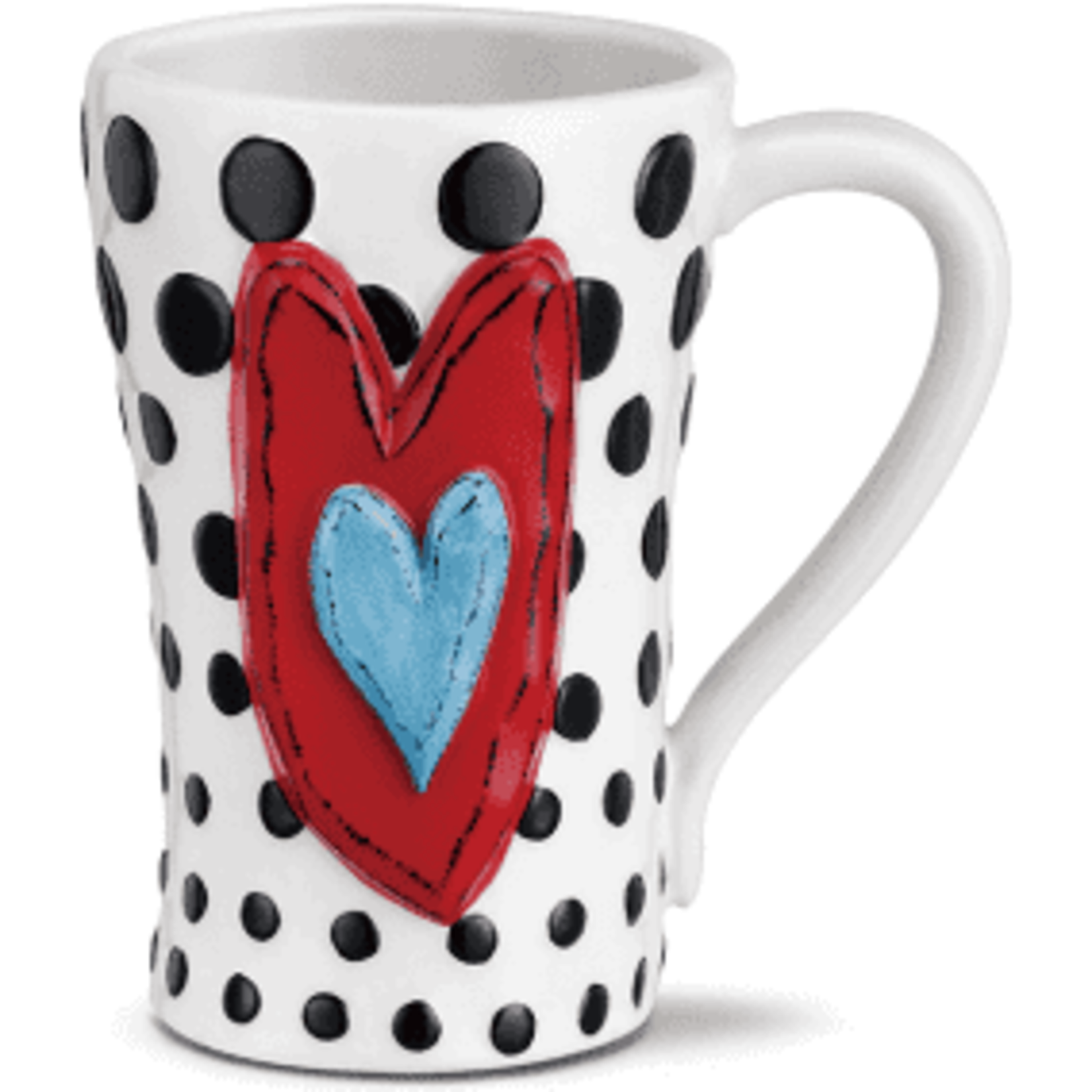 Demdaco Demdaco Tracy Pesche Stoneware Black Dots and Heart Mug 15oz