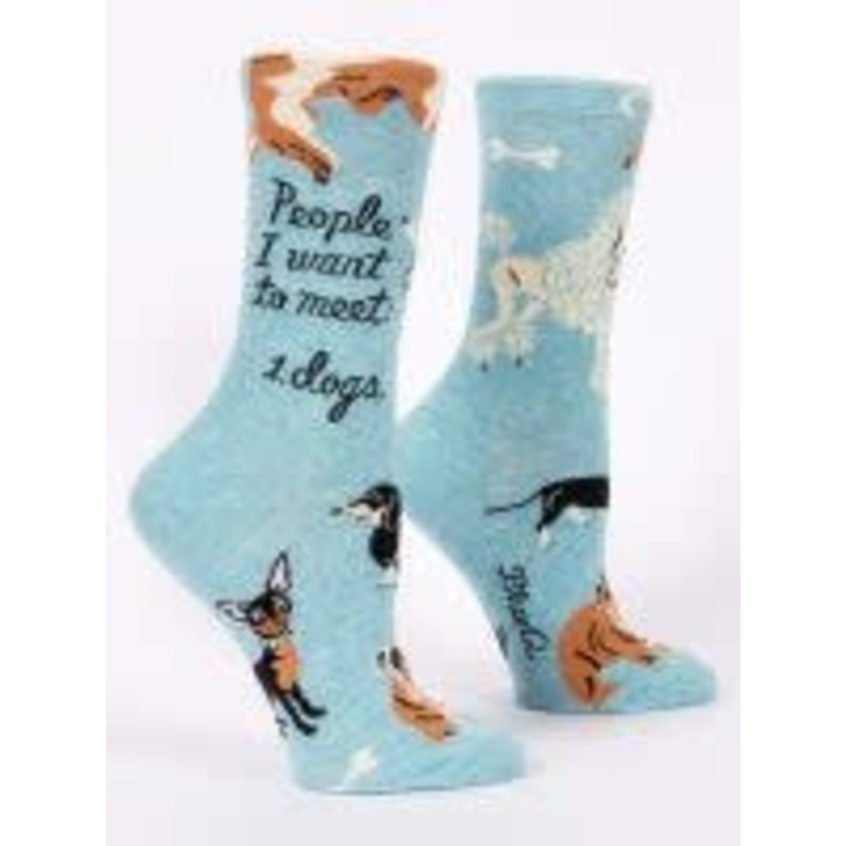 Blue Q Blue Q People I Want To Meet: Dogs W-Crew Socks