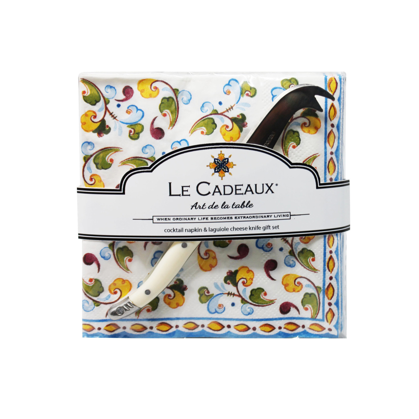 Le Cadeaux Le Cadeaux  Toscana Cocktail Napkin Set Of 20 with Mini Cheese Knife