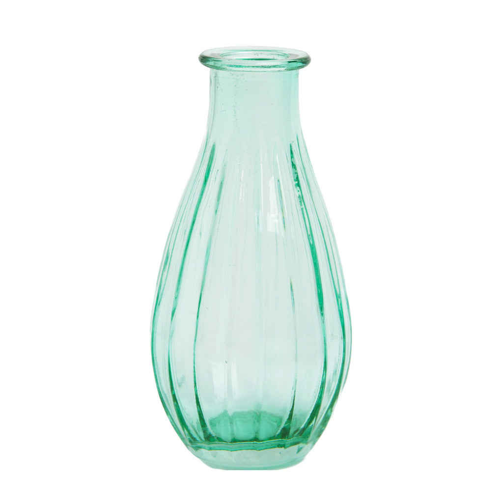 Boho Green Glass Flower Bud Vase - The Blue House
