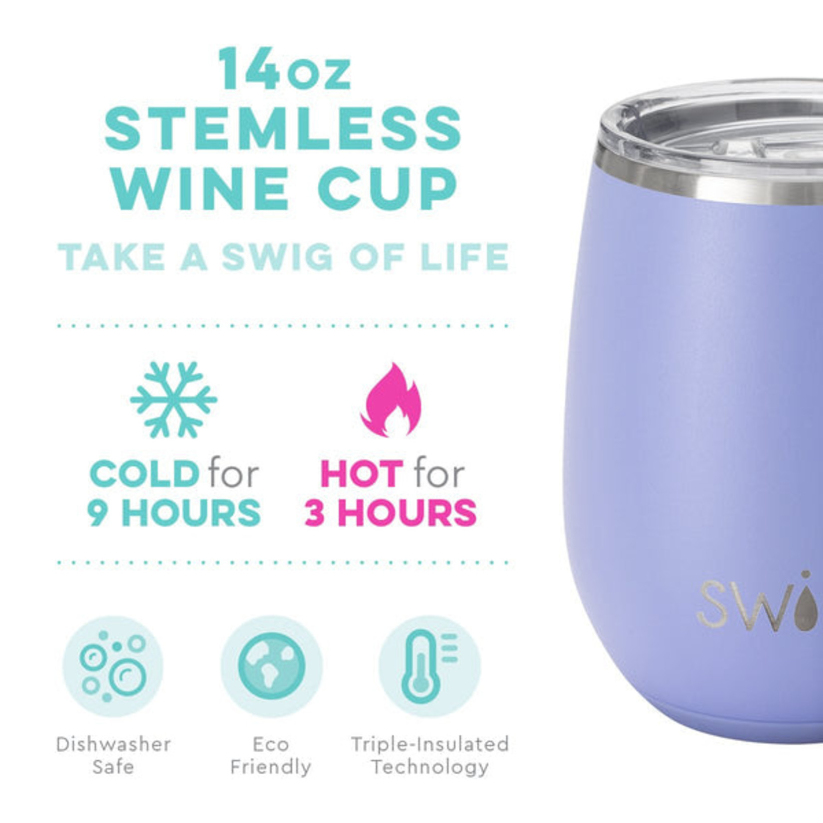 Swig Hydrangea Stemless Wine Cup (14oz) - The Blue House