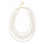 Zenzii Contrasting Pearl Beaded Multi-Strand Collar Necklace
