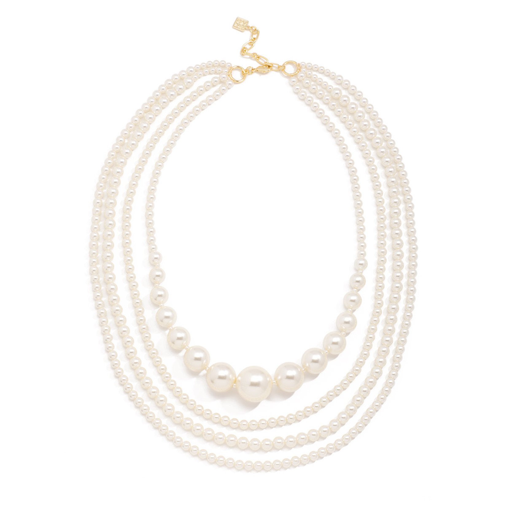 Zenzii Contrasting Pearl Beaded Multi-Strand Long Necklace