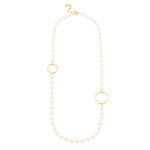 Zenzii Long Pearl Necklace With Circle Charms Jewelry