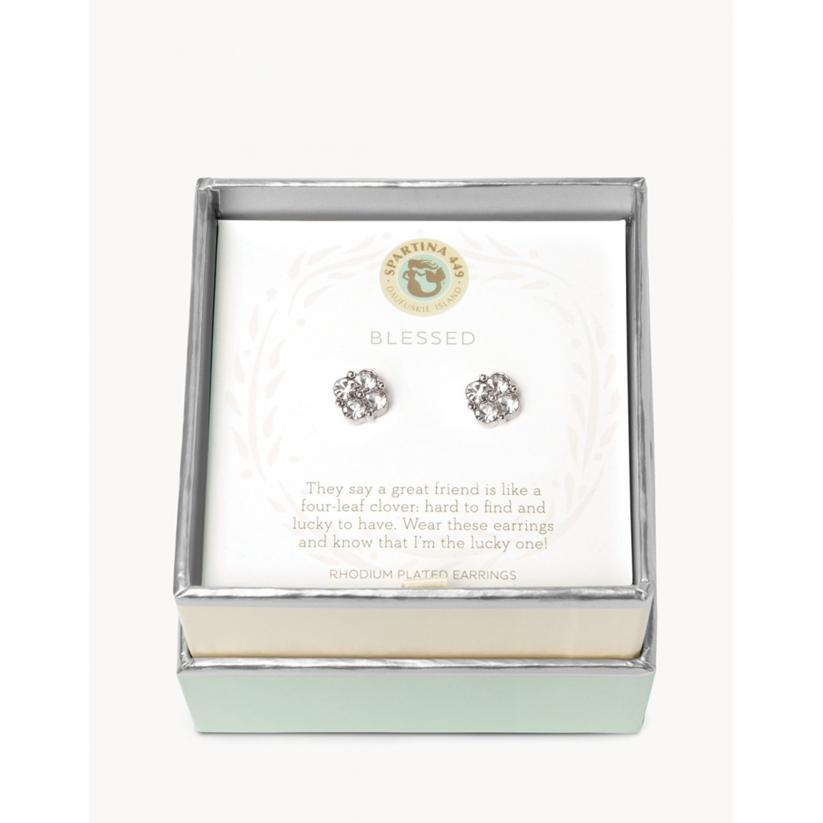 Spartina Spartina Sea La Vie Stud Earrings Blessed/Crystal Clover - Silver
