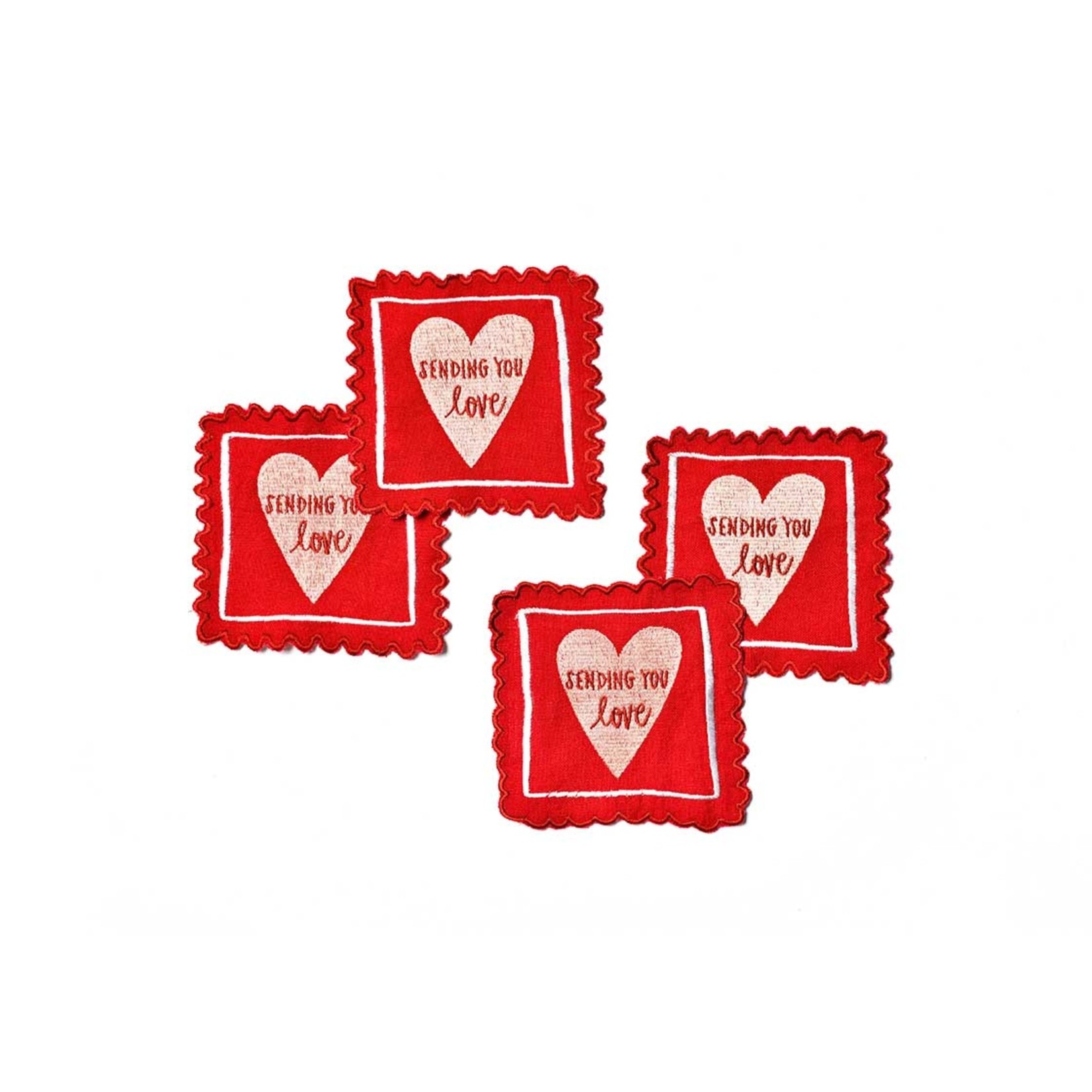 Coton Colors Stamp of Love Cocktail Napkin Set of 4-Coton Colors