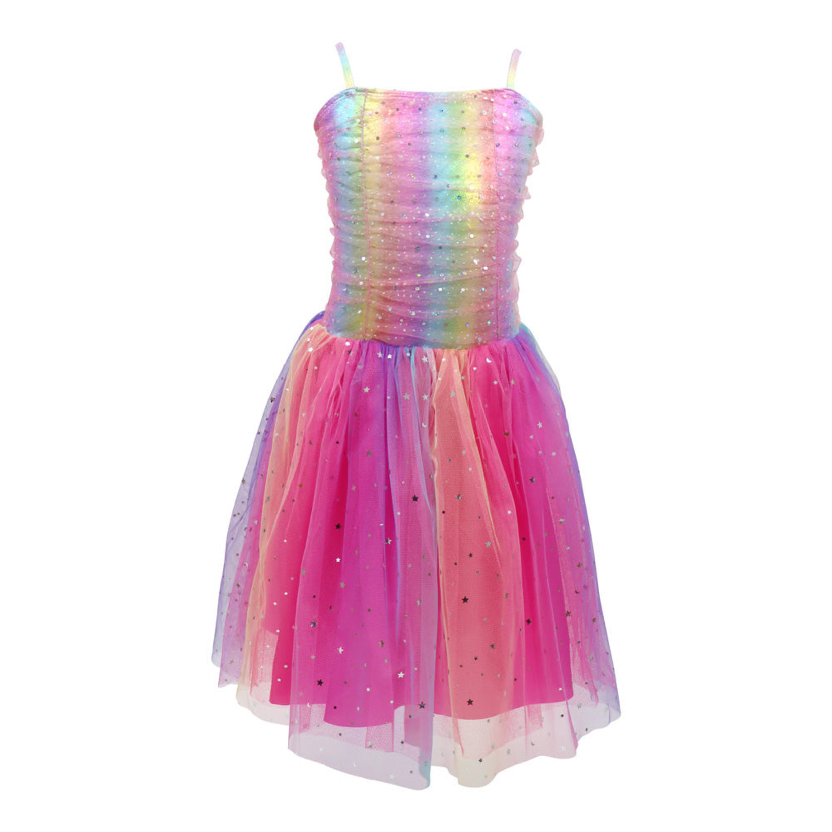 Pink Poppy Rainbow Ruched Sparkle Party Dress (3-4 yrs)
