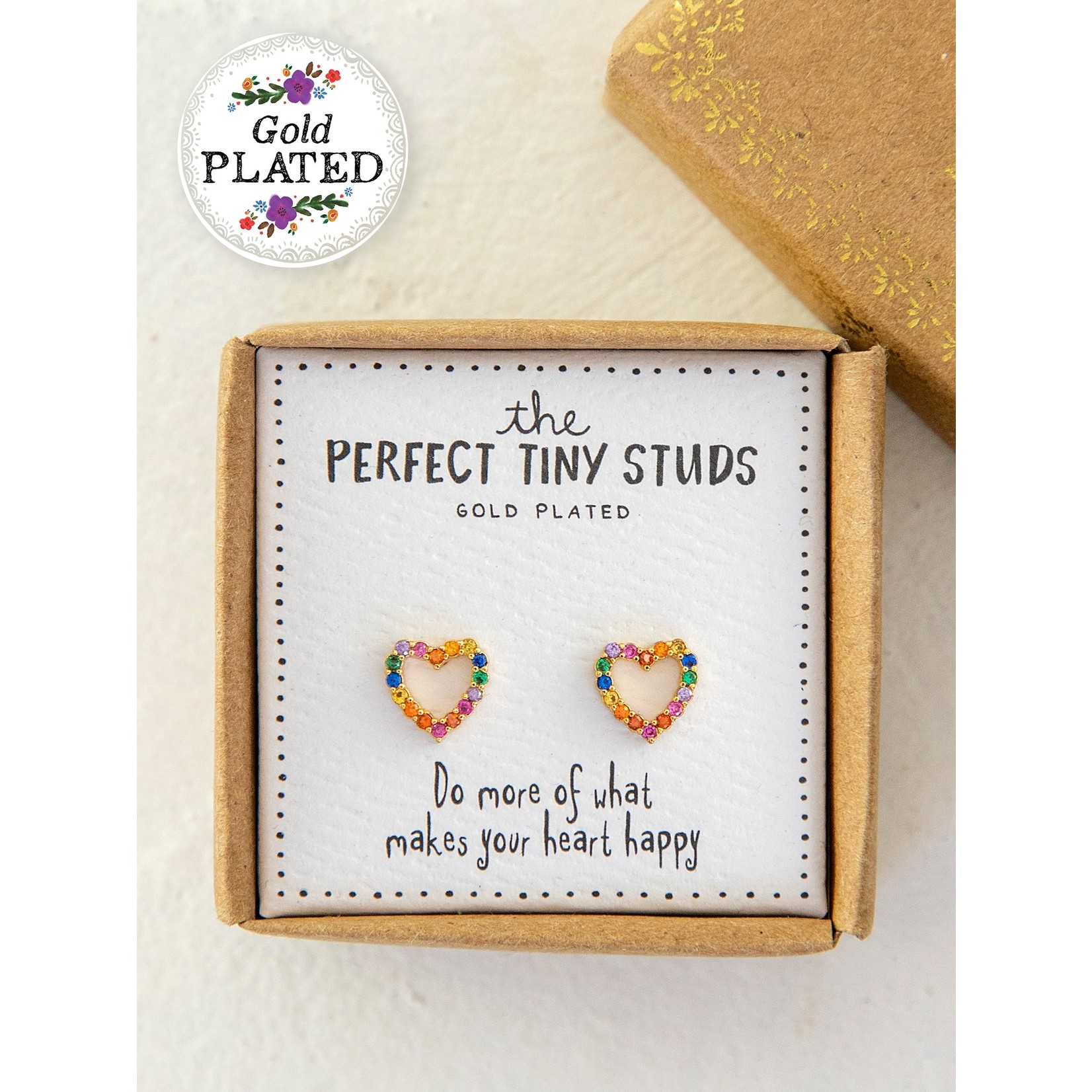 Natural Life Perfect Tiny Rainbow Heart Studs