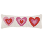 Peking Handicraft Pink Hearts Hook Pillow  8" x 24"