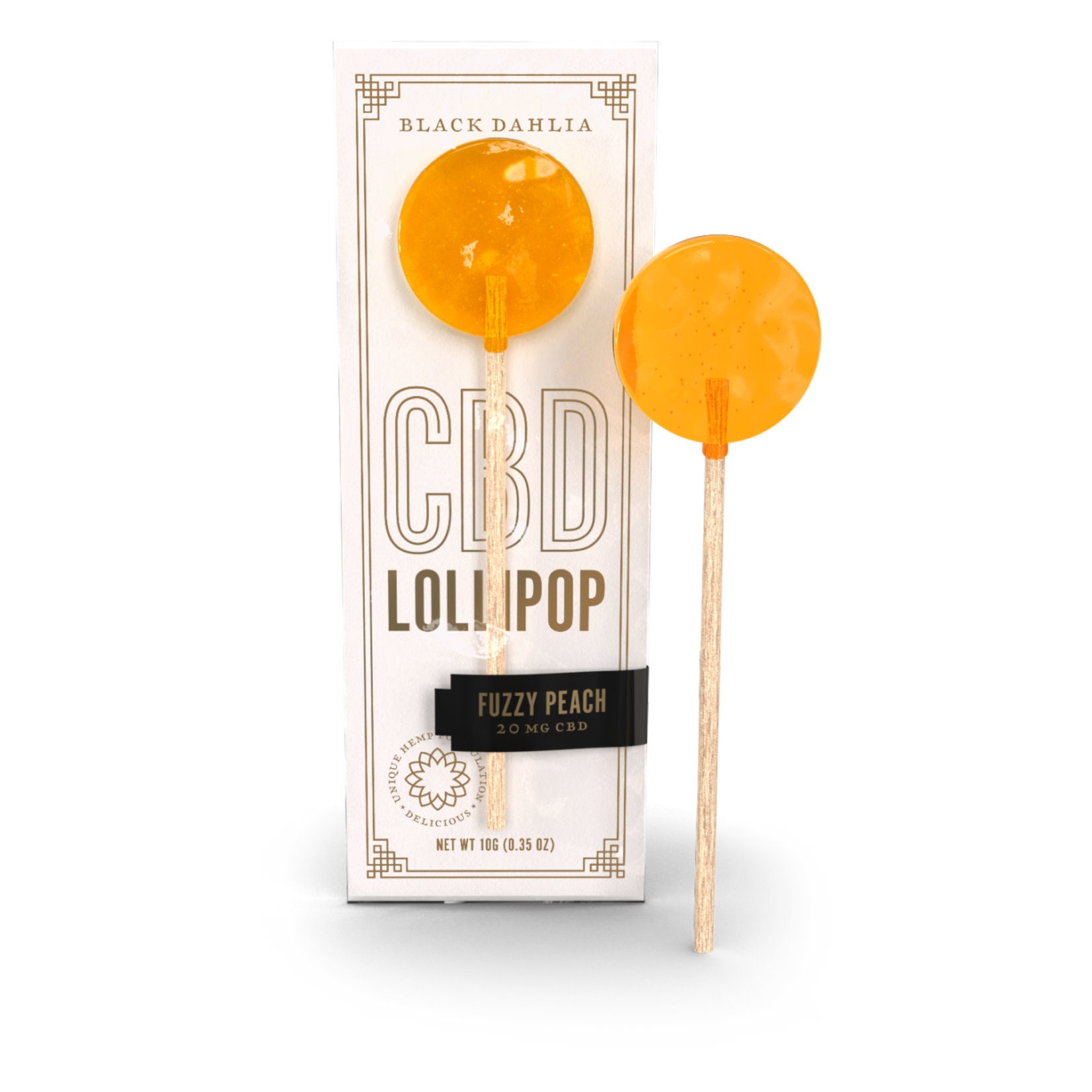 Black Dahlia Fuzzy Peach CBD Lollipops