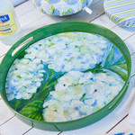 Rockflowerpaper White Hydrangeas 15 Inch Round Tray