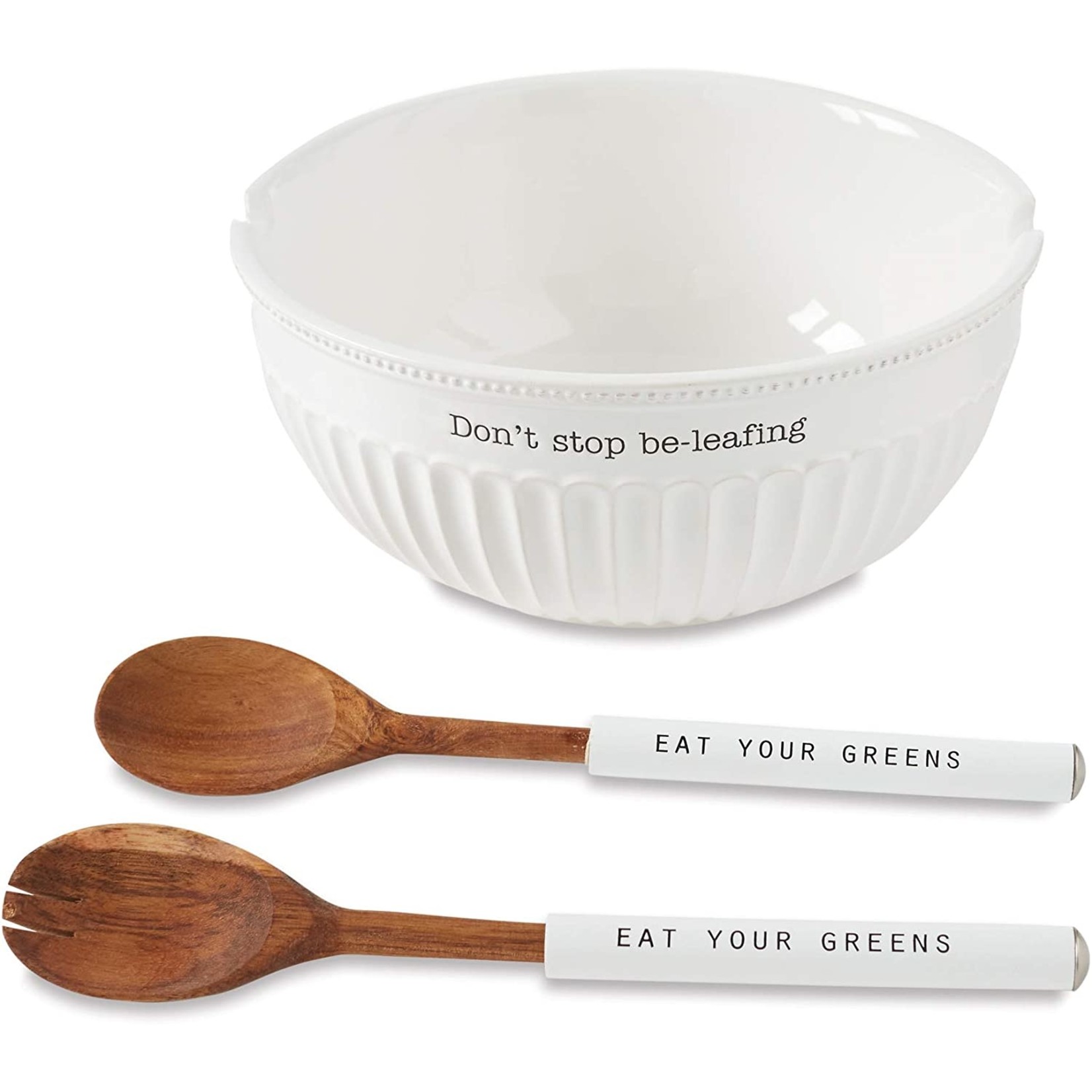 Mud Pie Fluted Salad Bowl Set - Be-Leafing