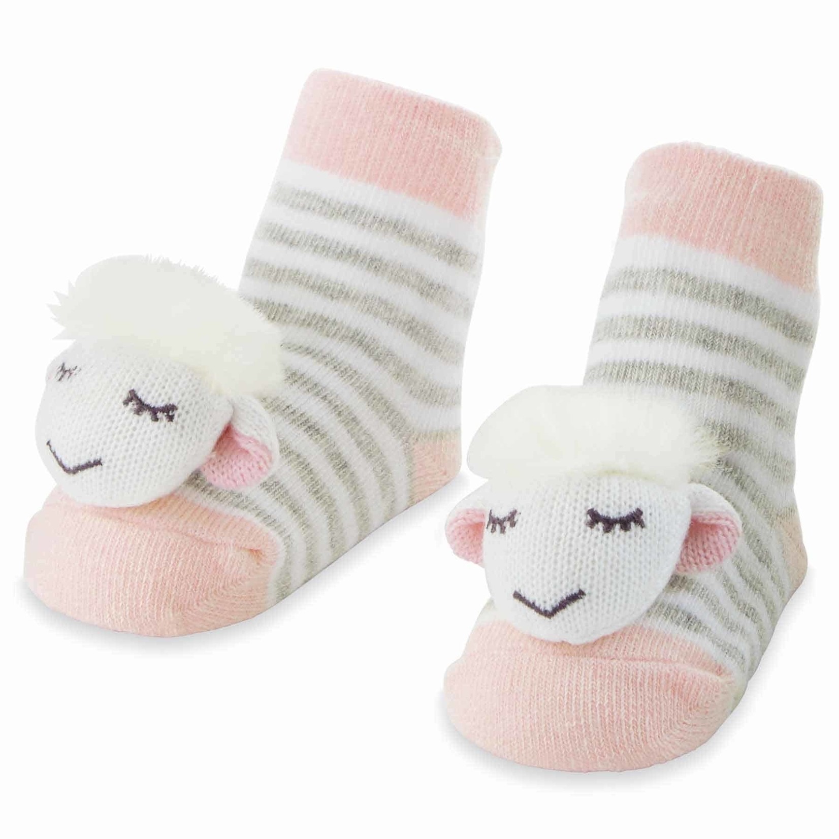 Mud Pie Pink Sheep Rattle Toe Socks