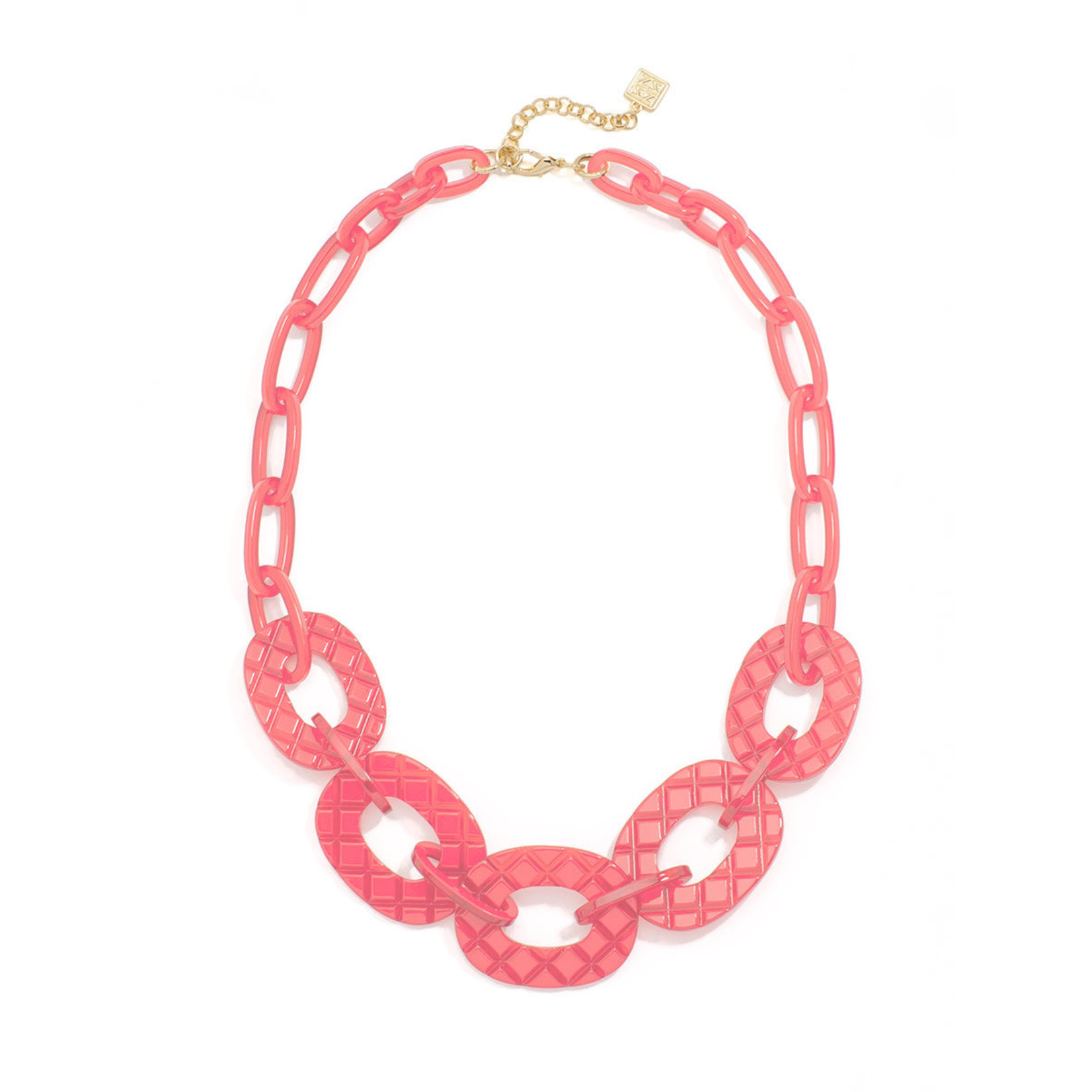 Zenzii Quilted Pattern Resin Link Collar Necklace