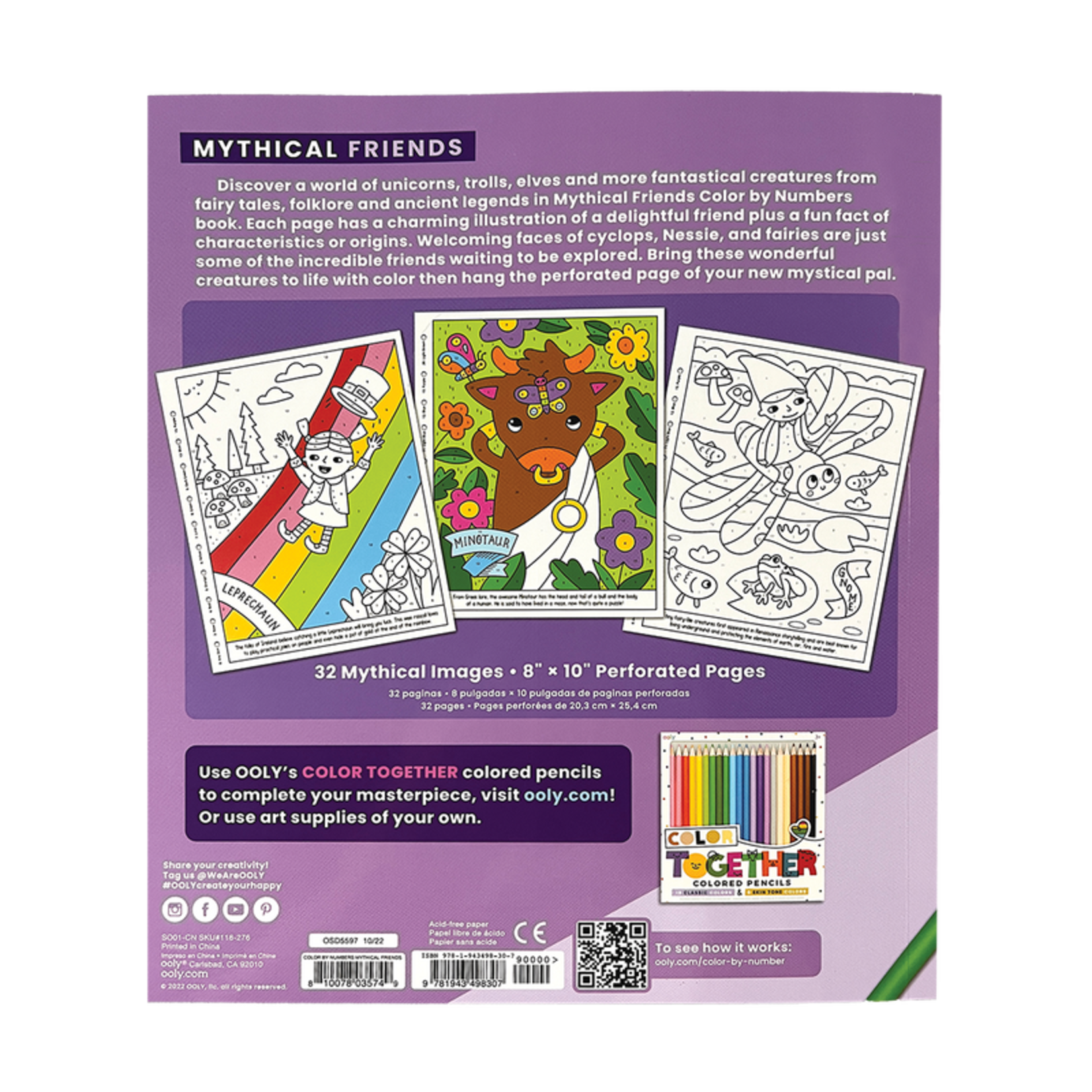 ooly Color by Numbers Coloring Book - Mythical Friends