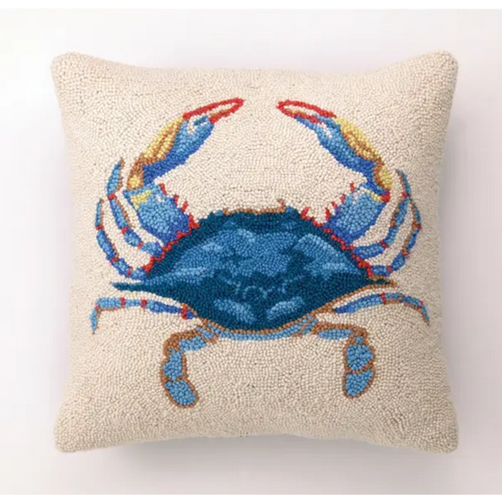 Peking Handicraft Blue Crab Hook Pillow 16x16