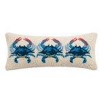 Peking Handicraft Three Blue Crab Hook Pillow 8x20