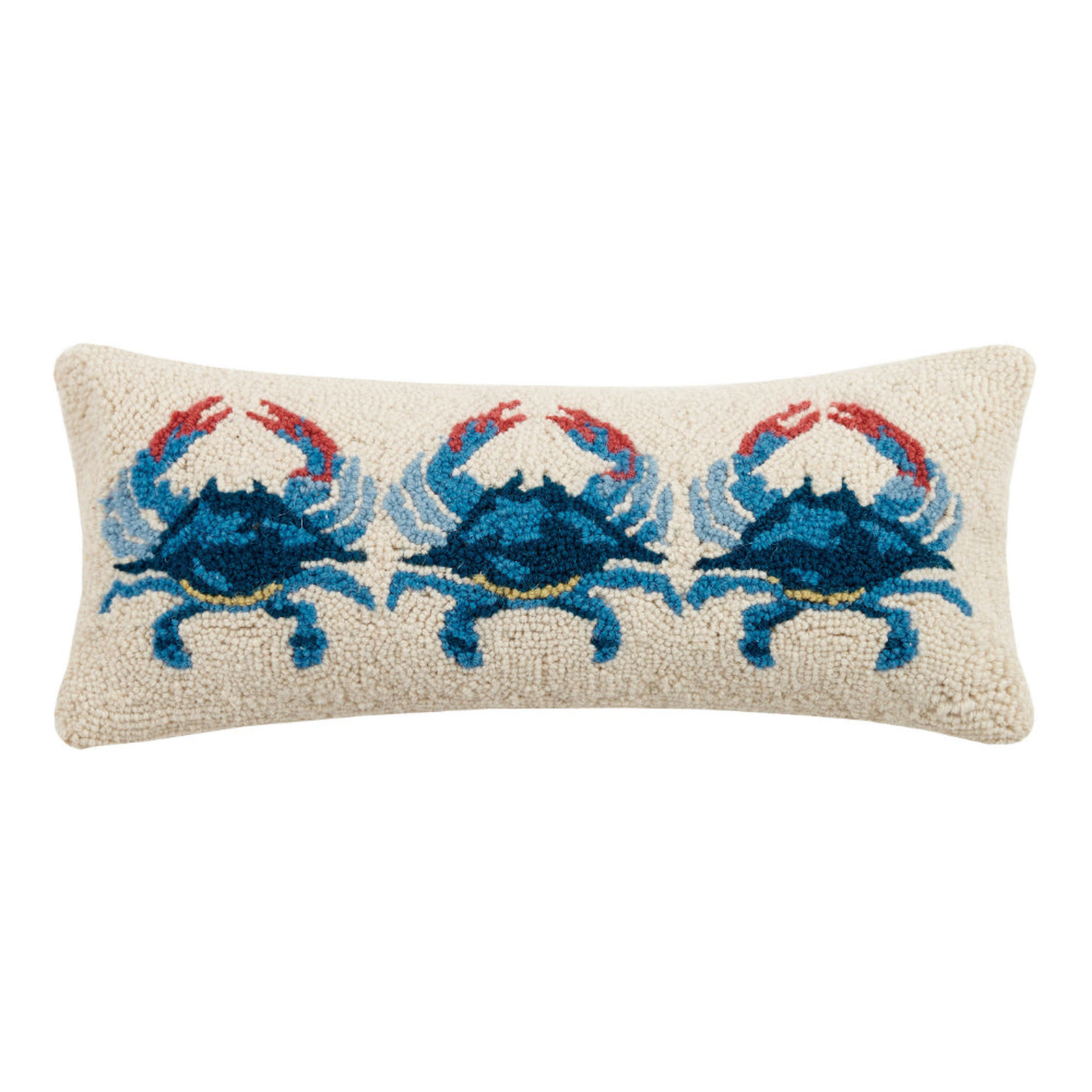 Peking Handicraft Three Blue Crab Hook Pillow 8x20