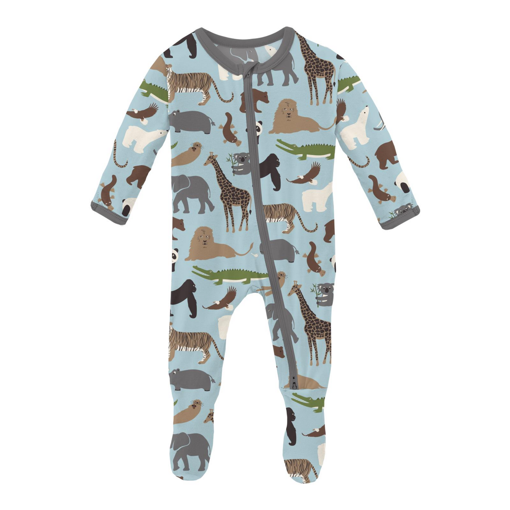 Kickee Kickee Print Footie w/ 2 way zipper