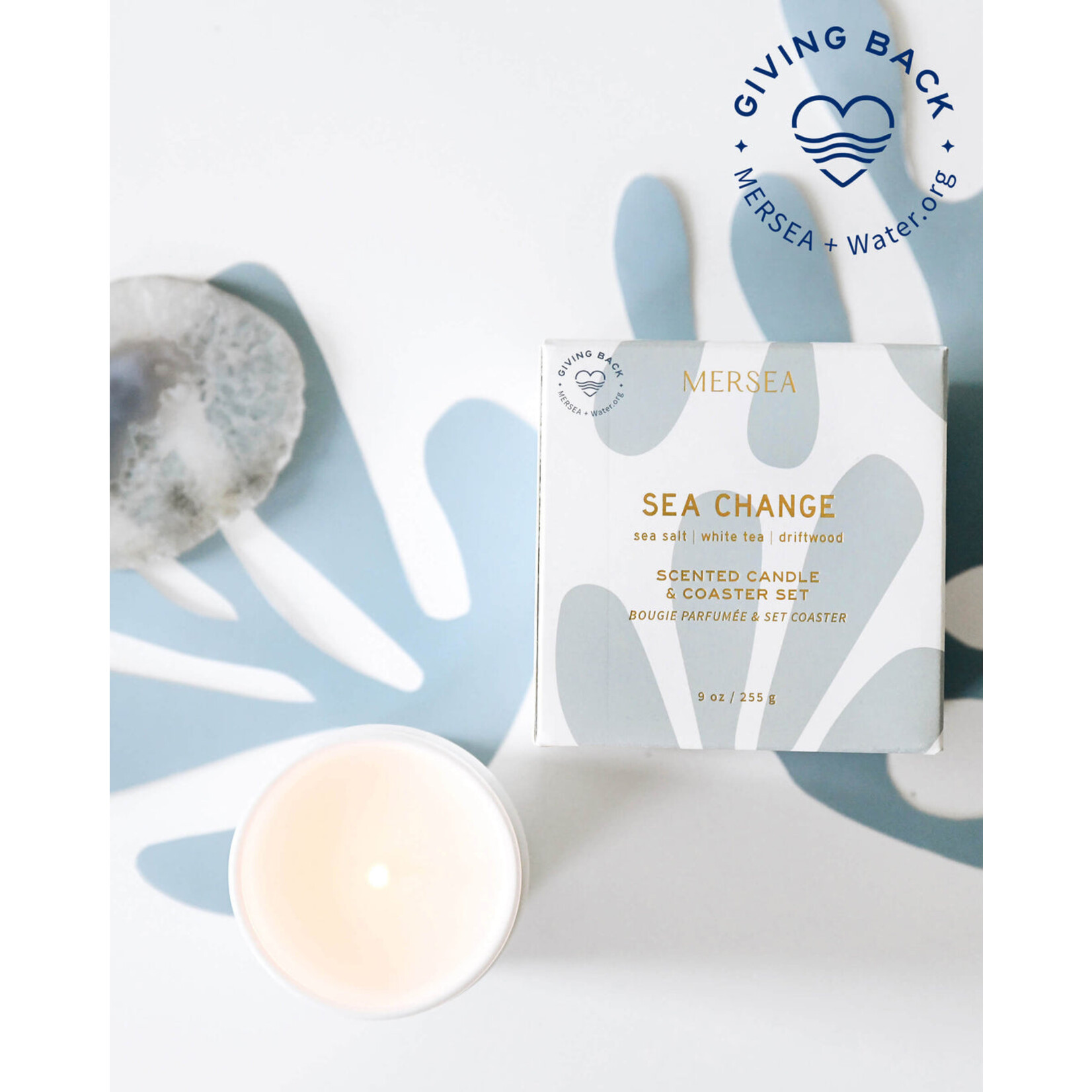 Mer-Sea Mer-Sea Sea Change Boxed Candle & Coaster - 10 oz