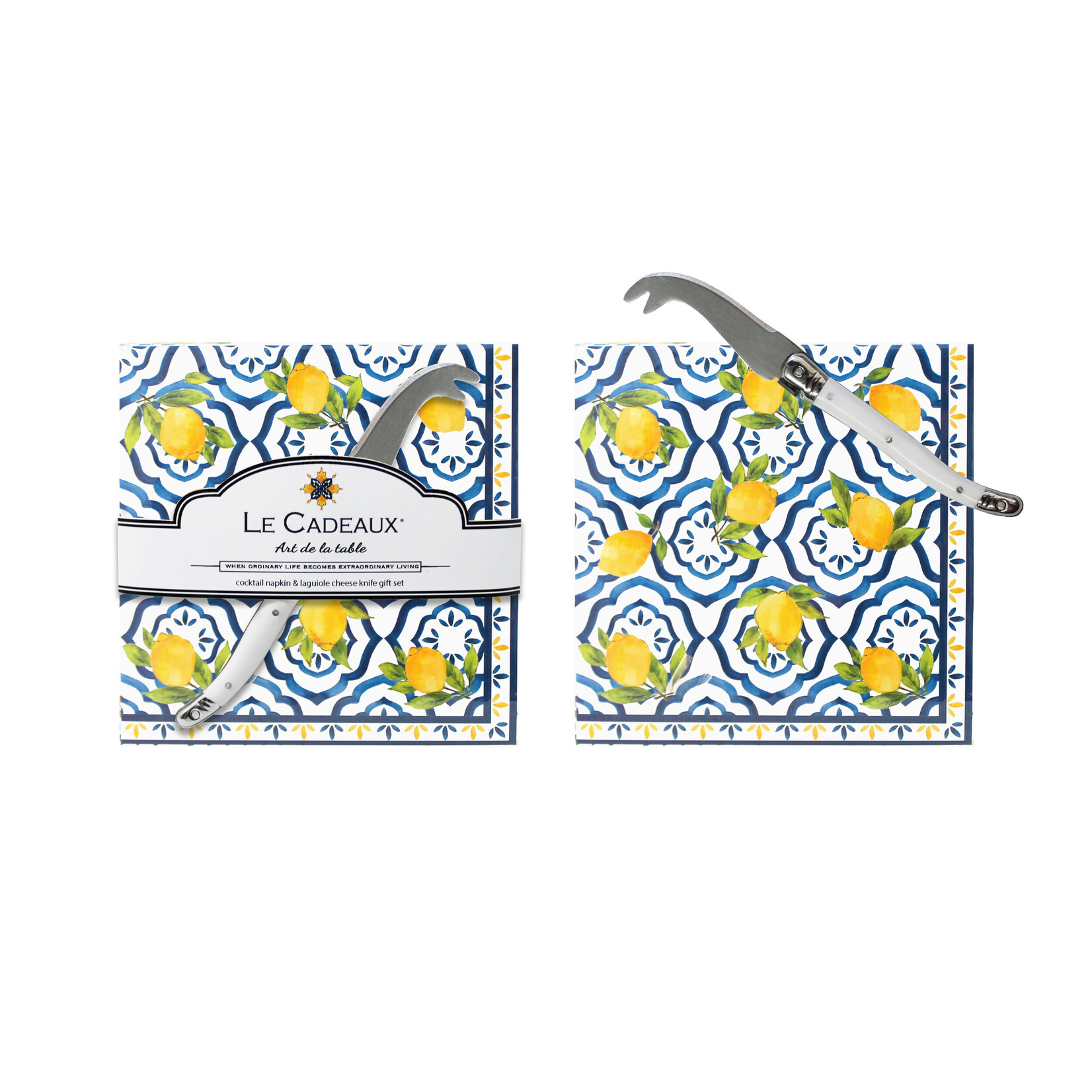 Le Cadeaux Le Cadeaux Palermo Cocktail Napkins Set of 20 with Mini Cheese Knife