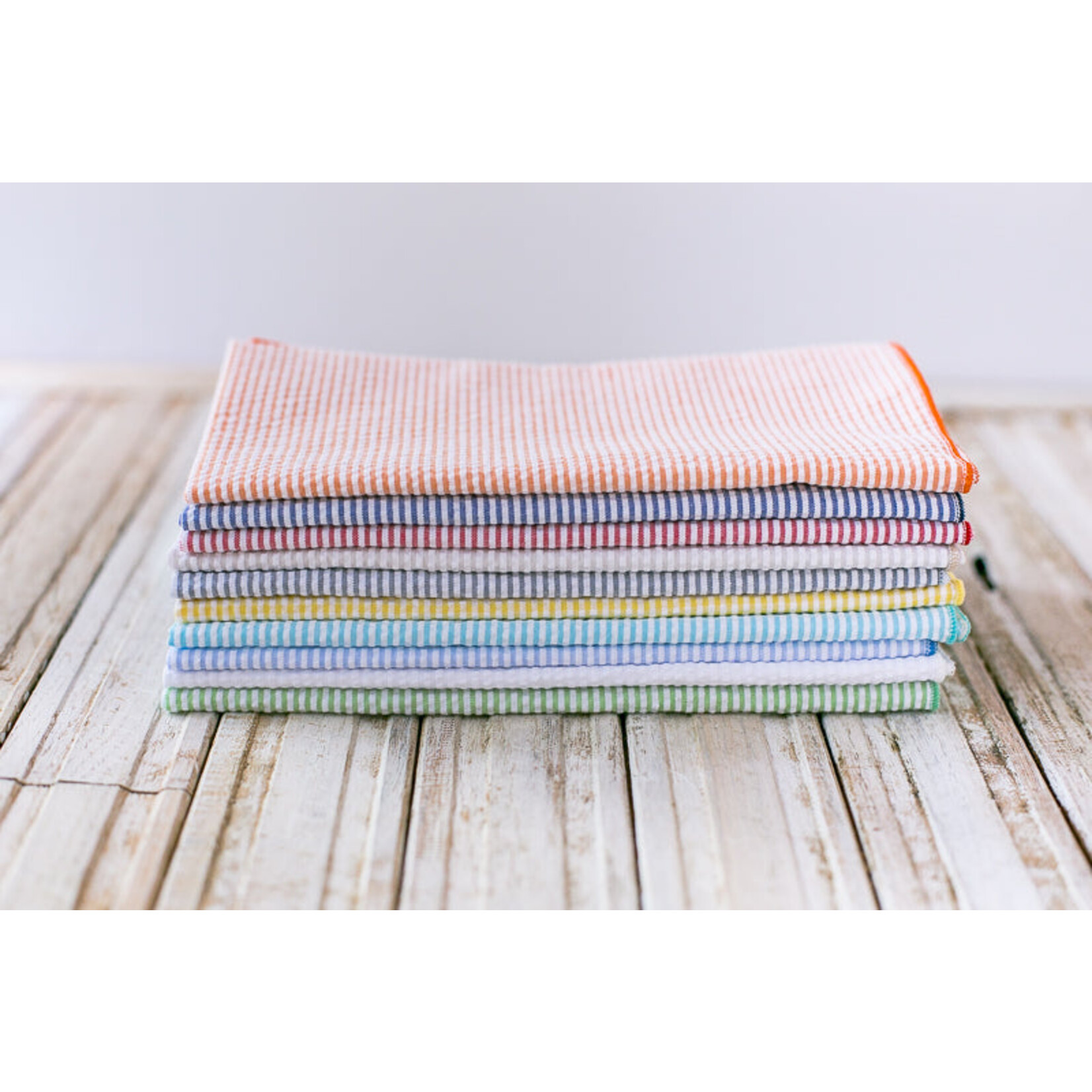 dot & army Multi-Colored Striped Seersucker Cotton Dinner Napkins- Set of 8