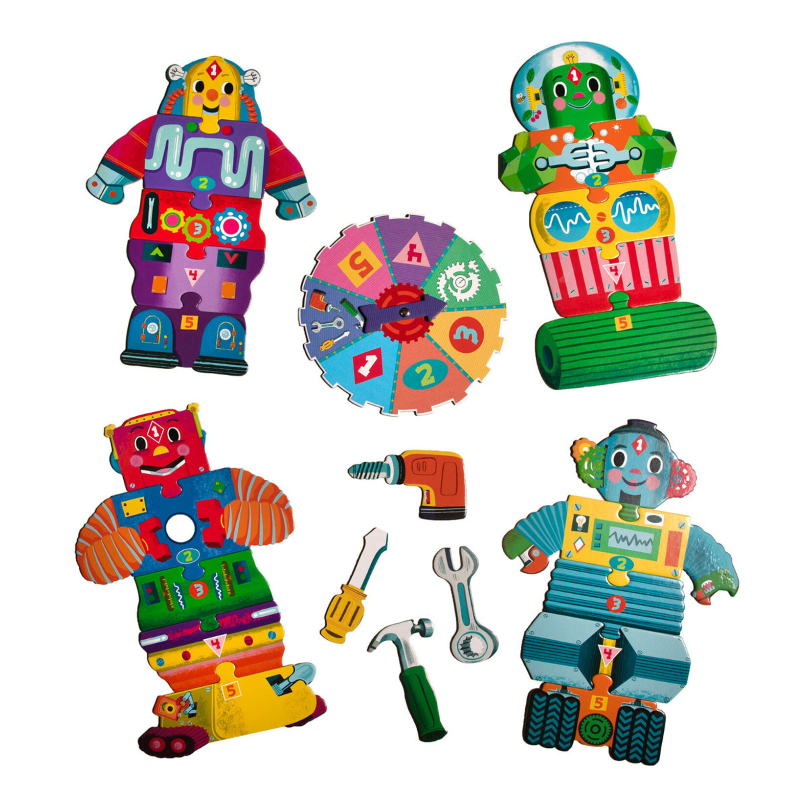 Eeboo Build a Robot Shaped Spinner Game
