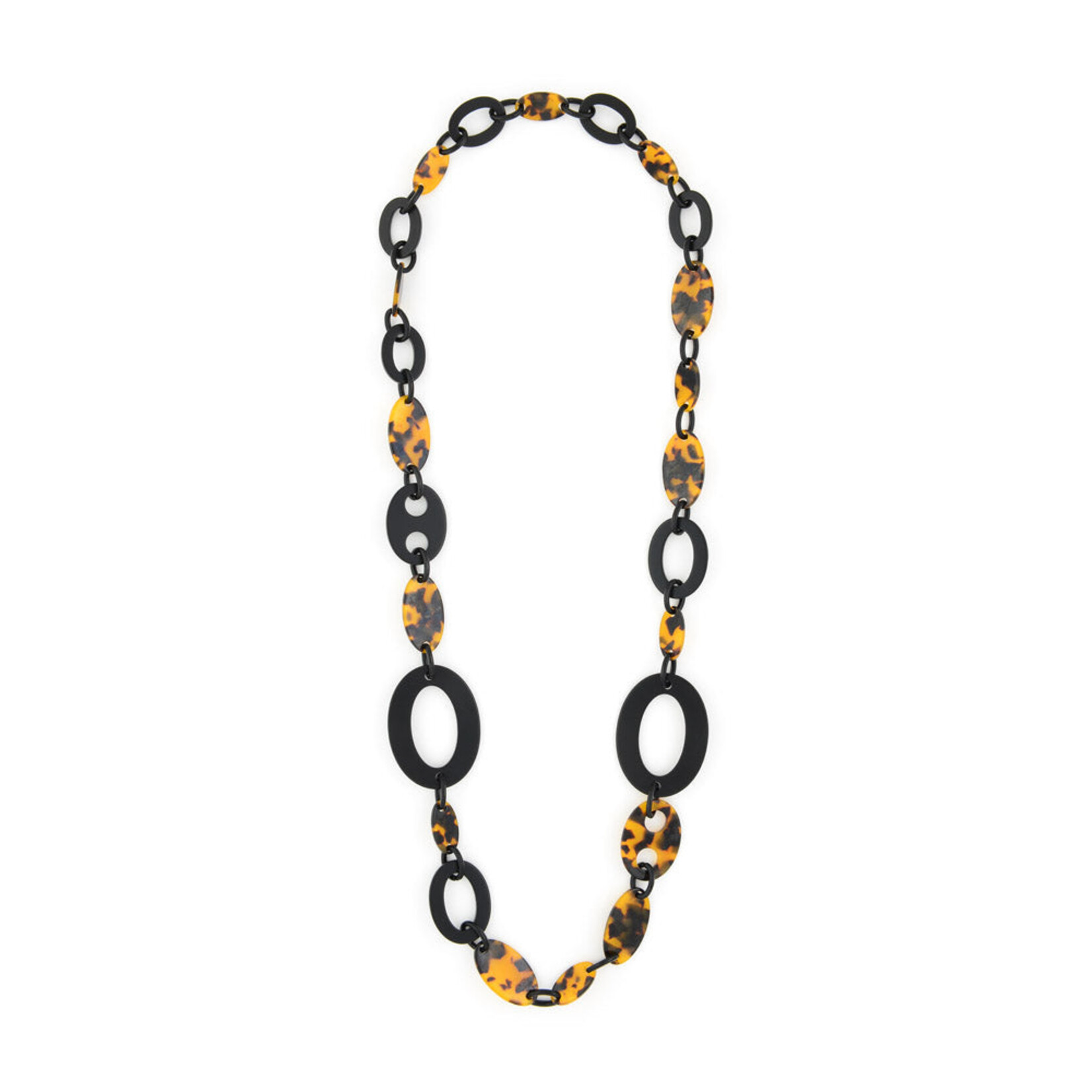 Zenzii Zenzii Long Resin Link Tortoise Necklace Black/Brown
