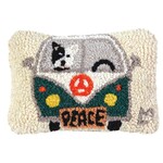 Chandler 4 Corners VW Peace Bus - Hooked Wool Pillow