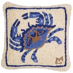 Chandler 4 Corners Blue Crab - Hooked Wool Pillow