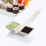 HIC Harold Import Co Helen's Asian Kitchen 2-Section Sauce Dishes with Chopstick Rest, Set of 2