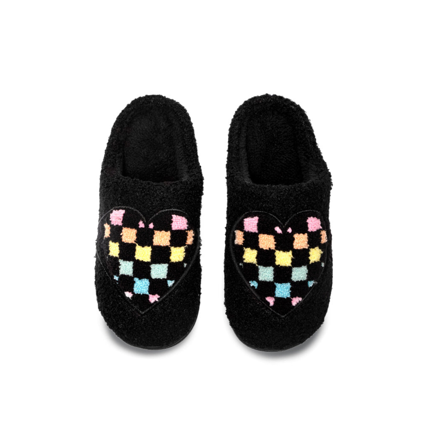 Living Royal Inc Living Royal Black Checker Heart Slippers - M/L