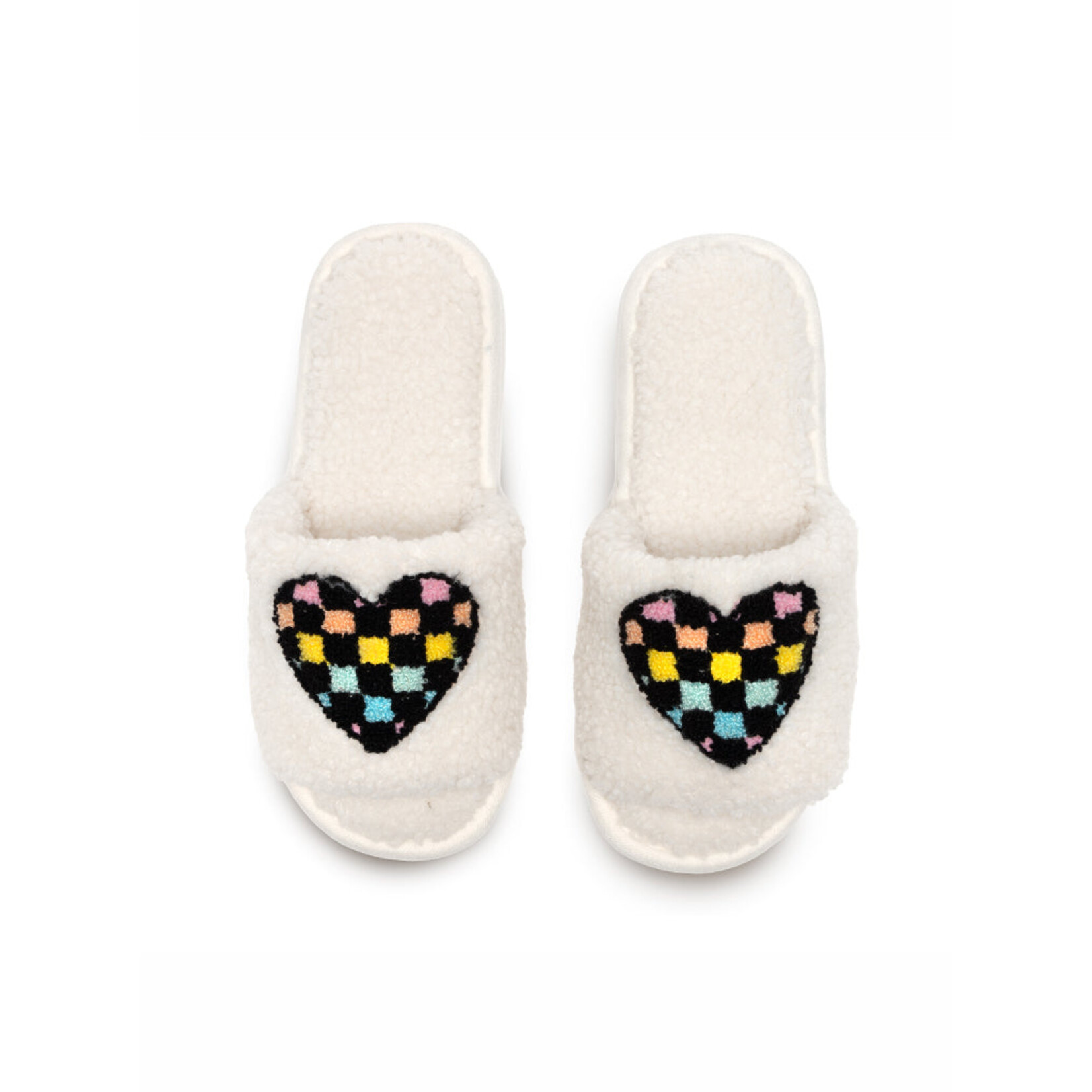 Living Royal Inc Living Royal White Retro Heart Slides - S/M