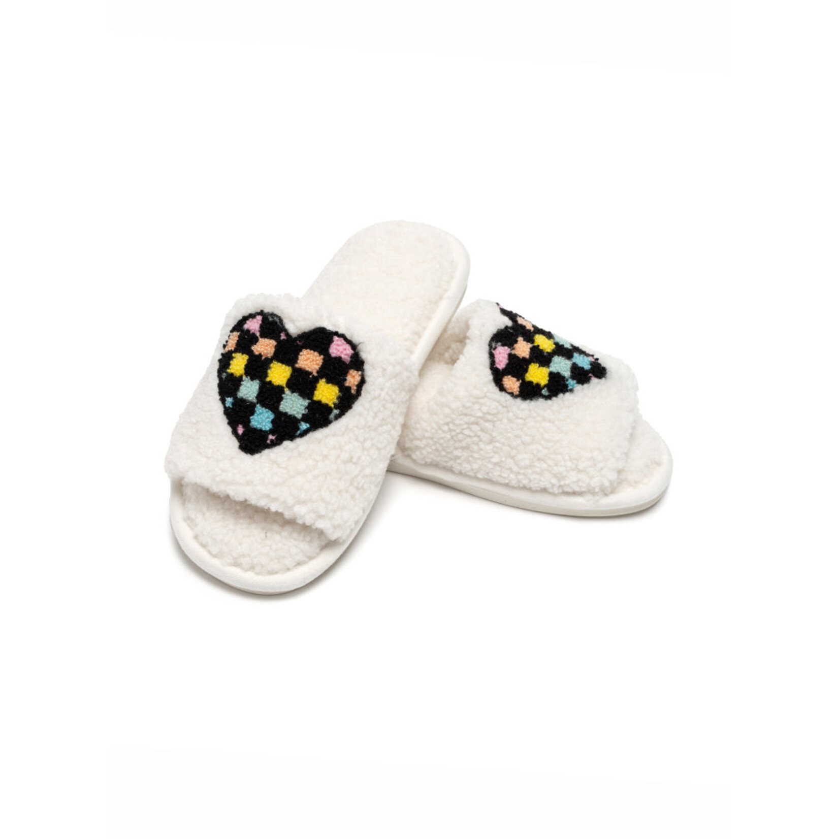 Living Royal Inc Living Royal White Retro Heart Slides - S/M