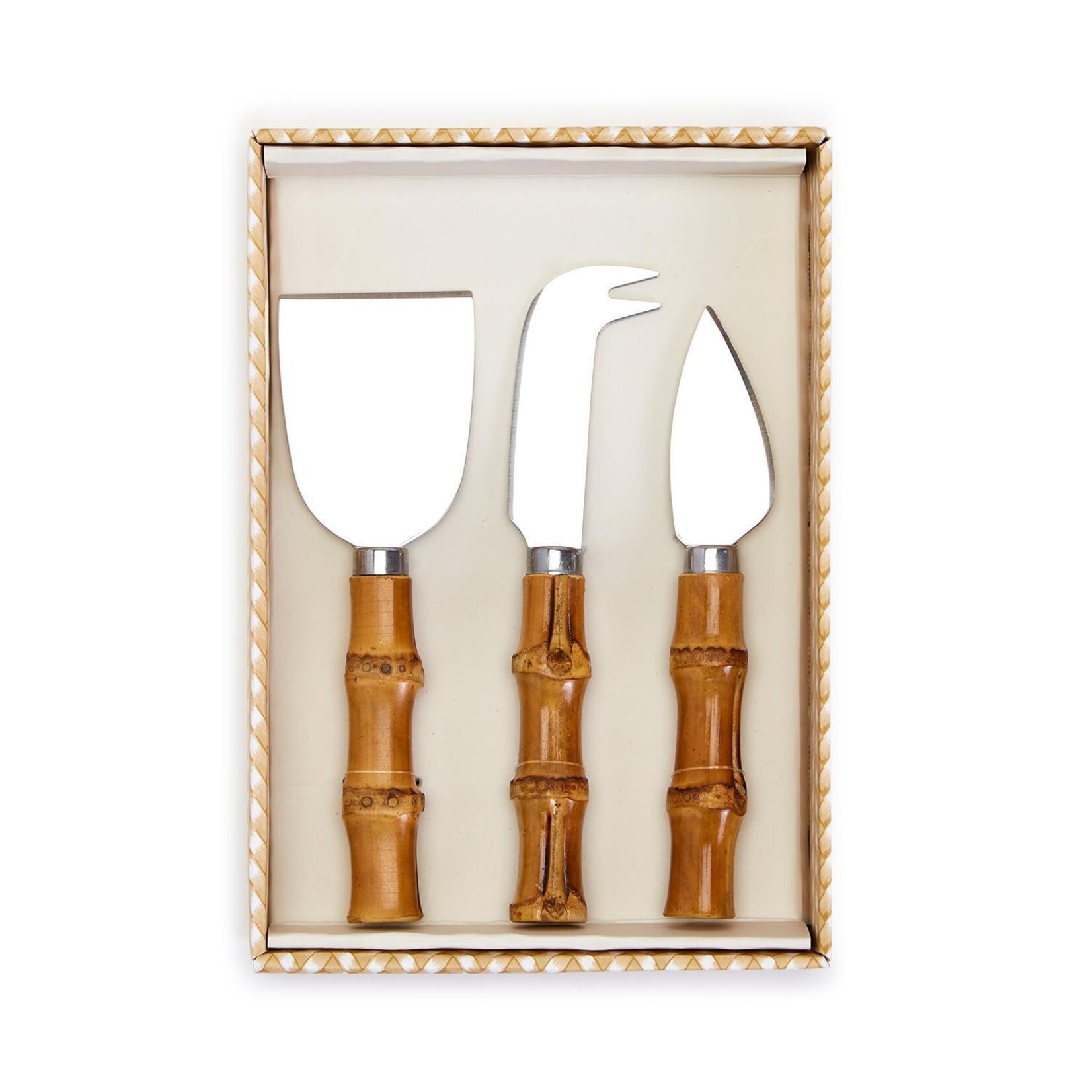 Two's Company Bamboo Handle Cheese Knives s/3
