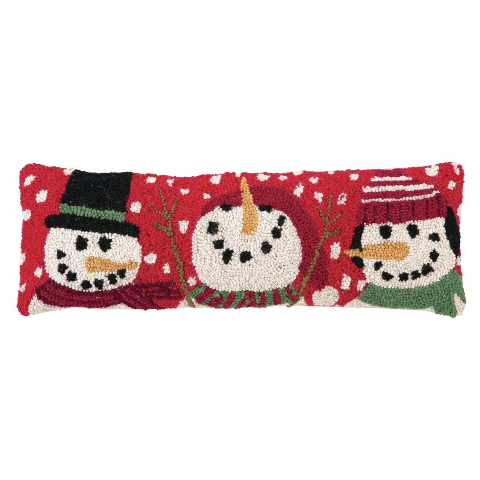 Peking Handicraft 3 Snowmen Hook Pillow - 8" x 24"