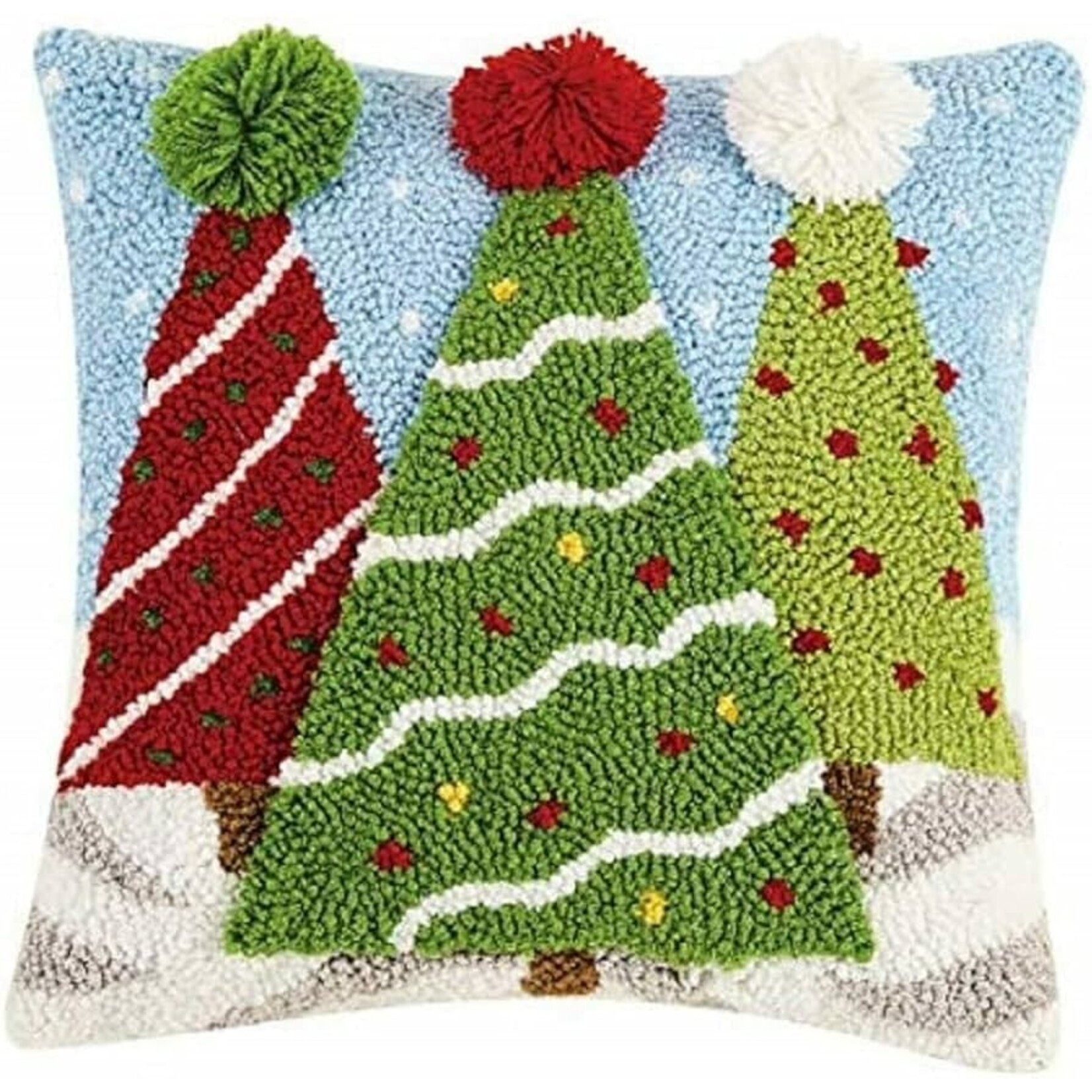 Peking Handicraft 3D Christmas Trees Hook Pillow - 14" x 14"