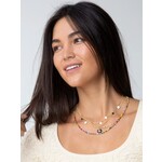 Natural Life Layered Chain & Millefiori Heart Necklace - Gold Heart