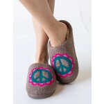 Natural Life Icon Sherpa Slippers - Peace Sign