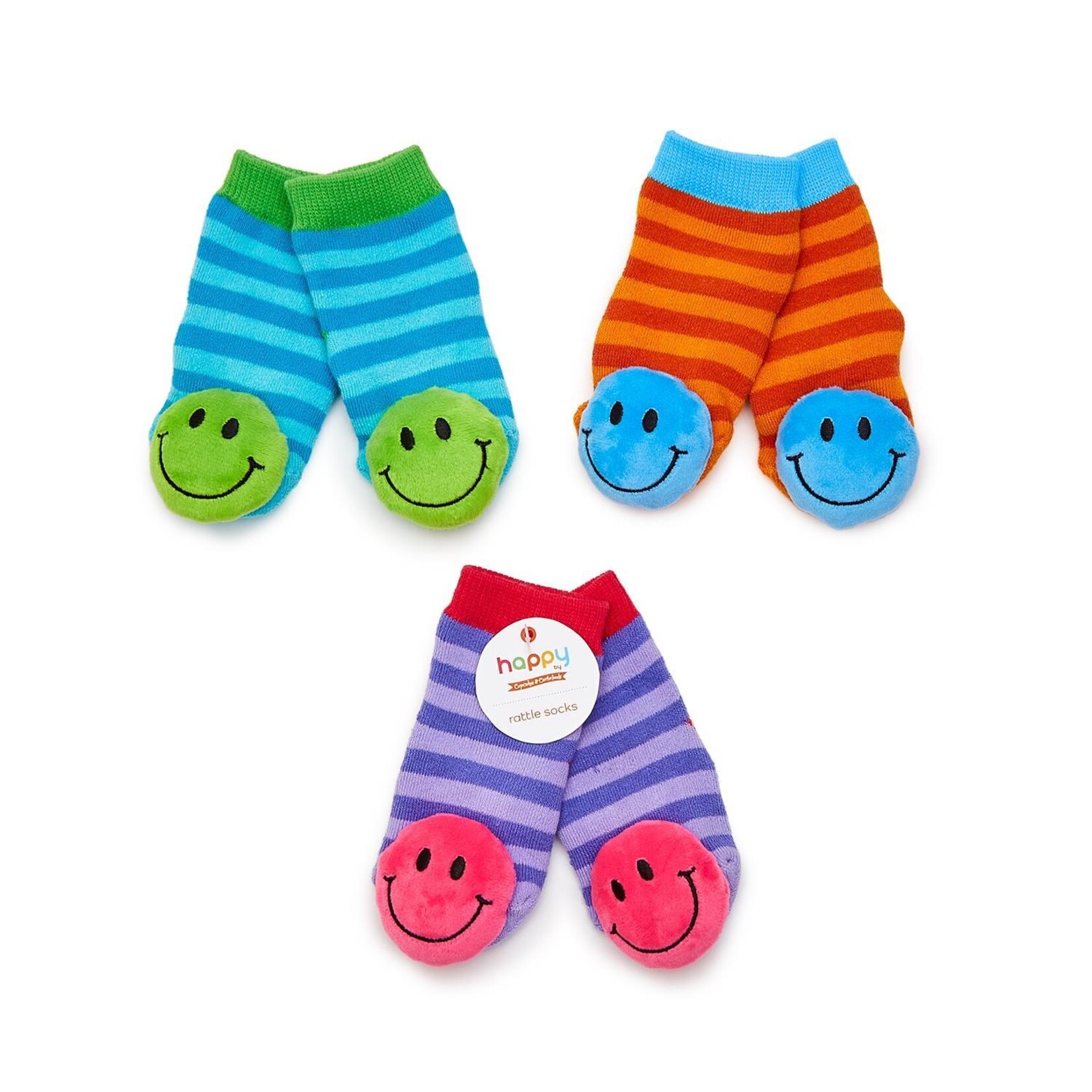 Two's Company Happy Rattle Socks