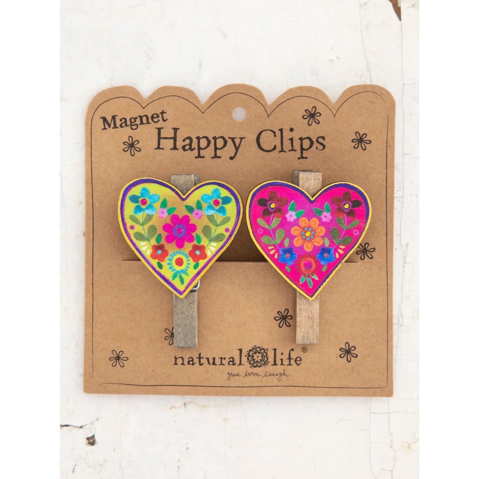 Natural Life Happy Clip Heart Magnet Bag Clips, Set of 2