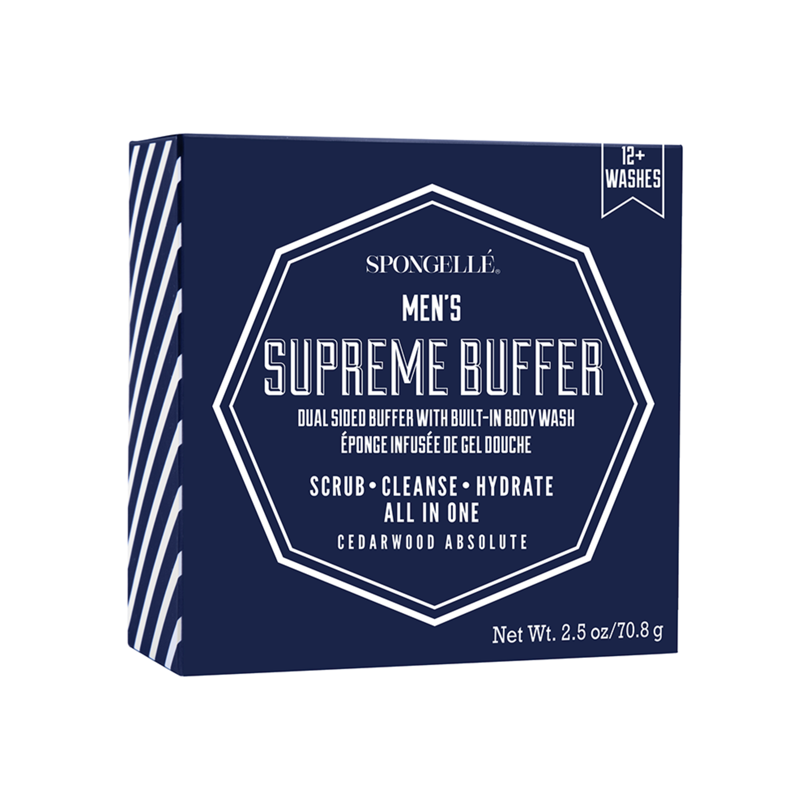 Spongelle Mini Men's Supreme Buffer Cedar Absolute Blue 12+ 2.5 oz