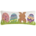 Peking Handicraft Bunny With Eggs Hook Pillow 12" x 5"