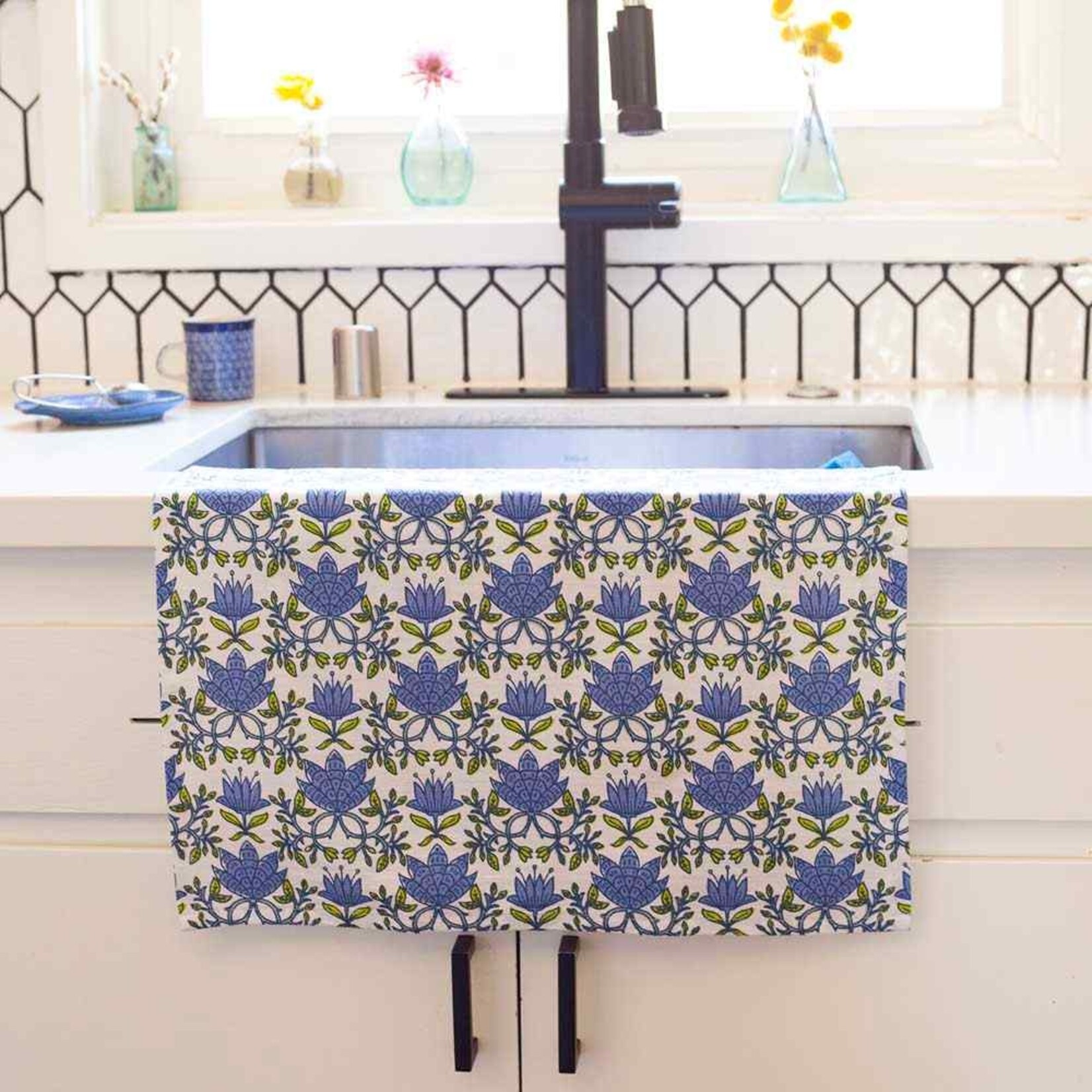 Rockflowerpaper blu Kitchen Tea Towel