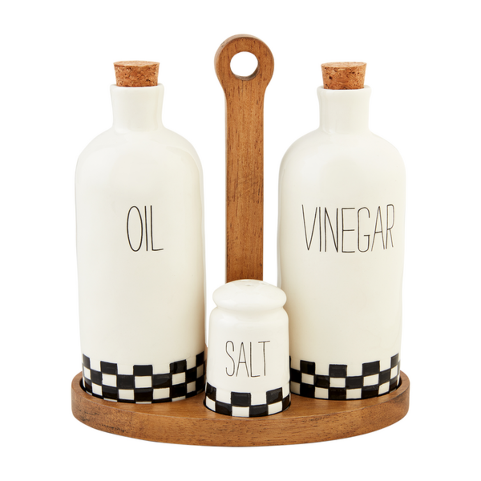 Mud Pie Bistro Oil Vinegar Set Black Check