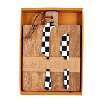 Mud Pie Checked Boxed Cheese Board Essential Set