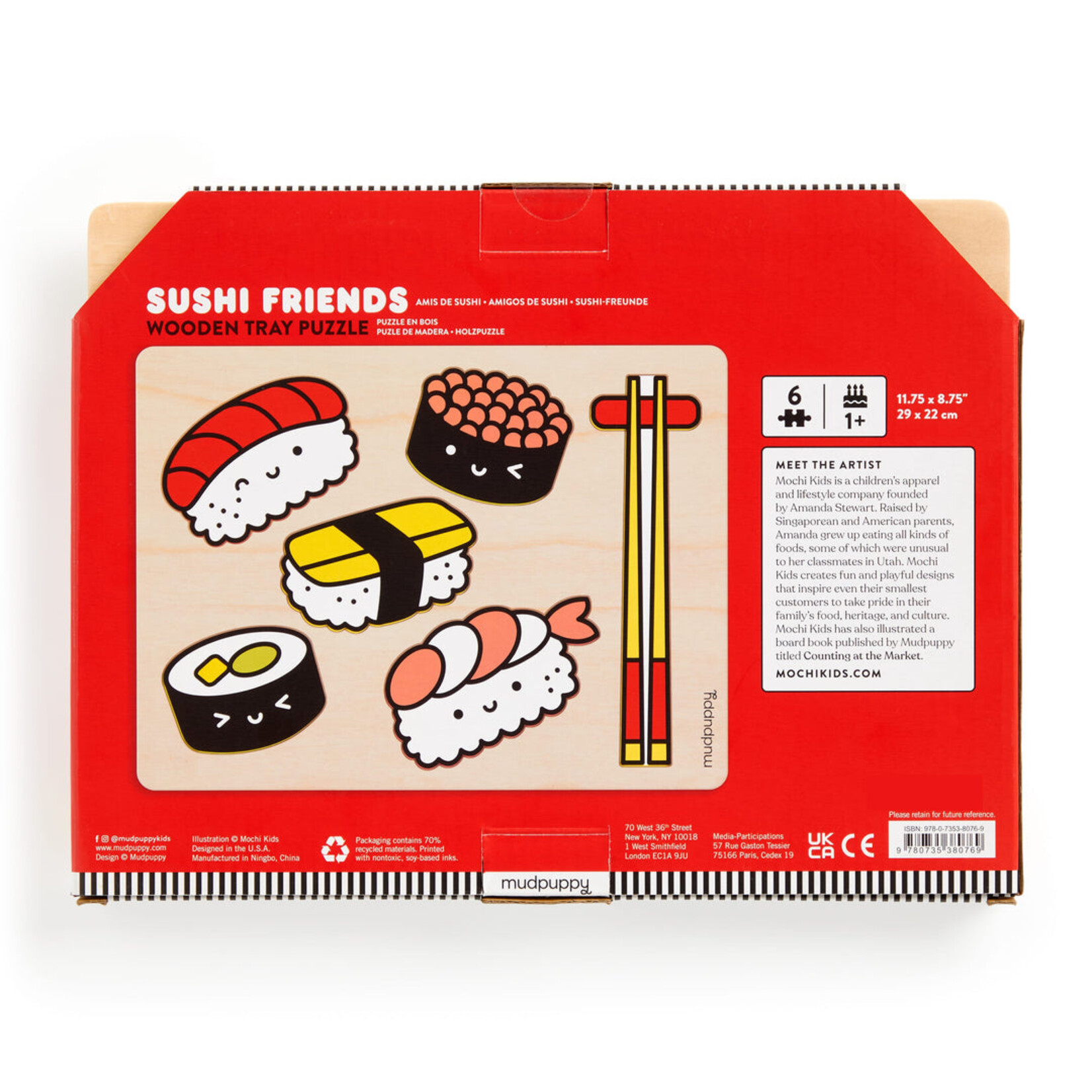 Hachette Book Group Sushi Friends Wooden Puzzle Tray