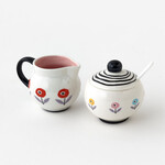 One Hundred 80 degrees Mod Poppy Cream & Sugar Bowl with Spoon
