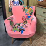 One Hundred 80 degrees Pink Velvet Chair with Embroidered Birds & Leaves